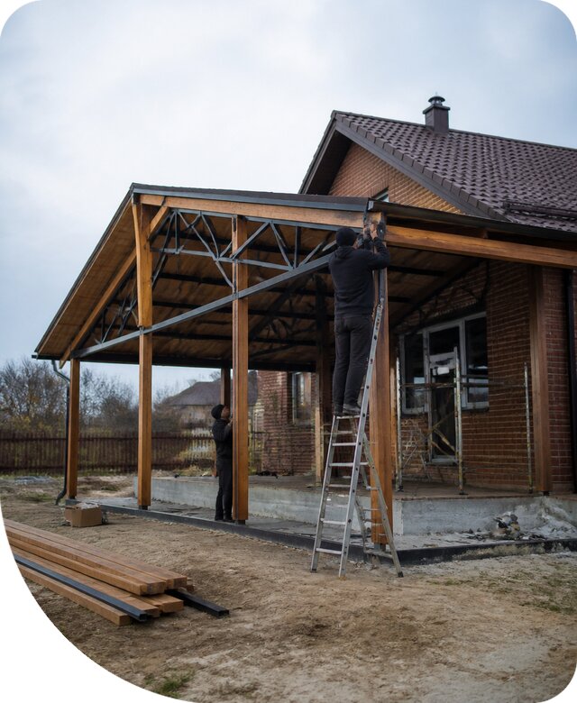Пристройка навеса к дому и участку в Курске под ключ